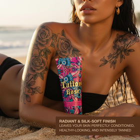 Onyx Tattoo Safe Lotion rose packaging highlighting tattoo color care