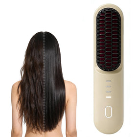 oo&ylyuelang mini hair straightener brush with LCD display for precise temperature control on the go