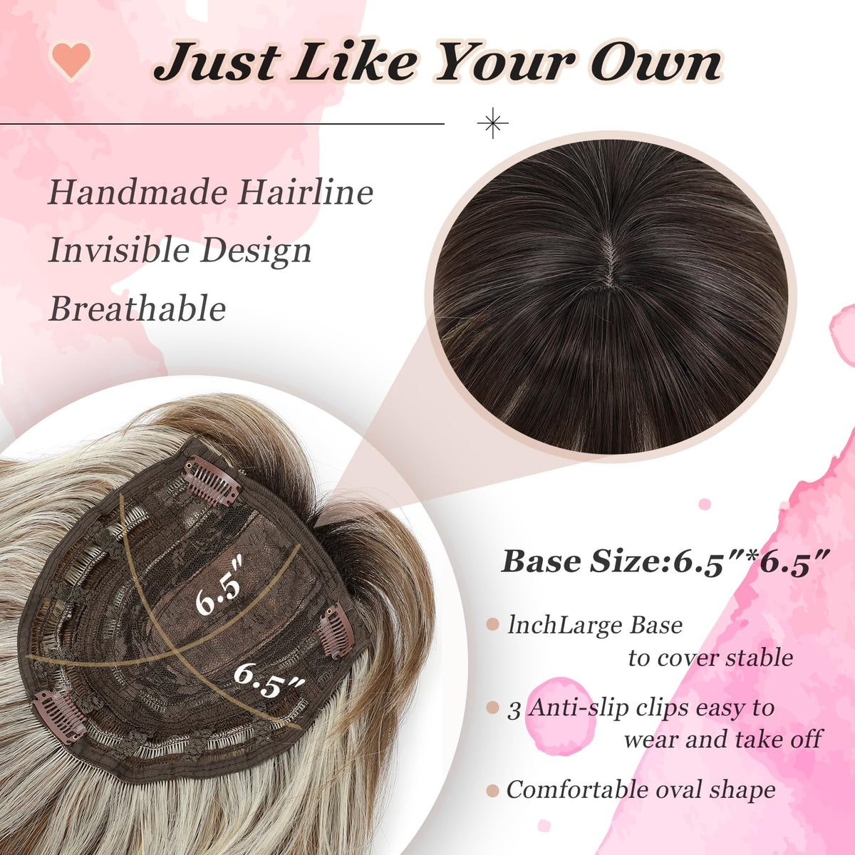 OOPPOO hair topper 20-inch curly-wavy texture for instant style with soft matte finish