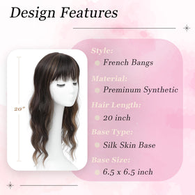OOPPOO hair topper 20-inch long curly-wavy style adds length and bounce.