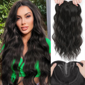 OOPPOO hair topper with 20-inch curly bangs for natural volume and easy styling