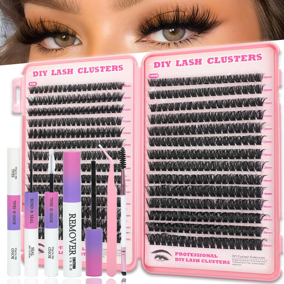 OOPPOO Manga Lash Clusters Kit 518 pcs 80D-100D for natural daily wear