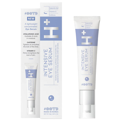 OOTD under-eye serum bottle showcases vegan formula and 30g packaging for daily care