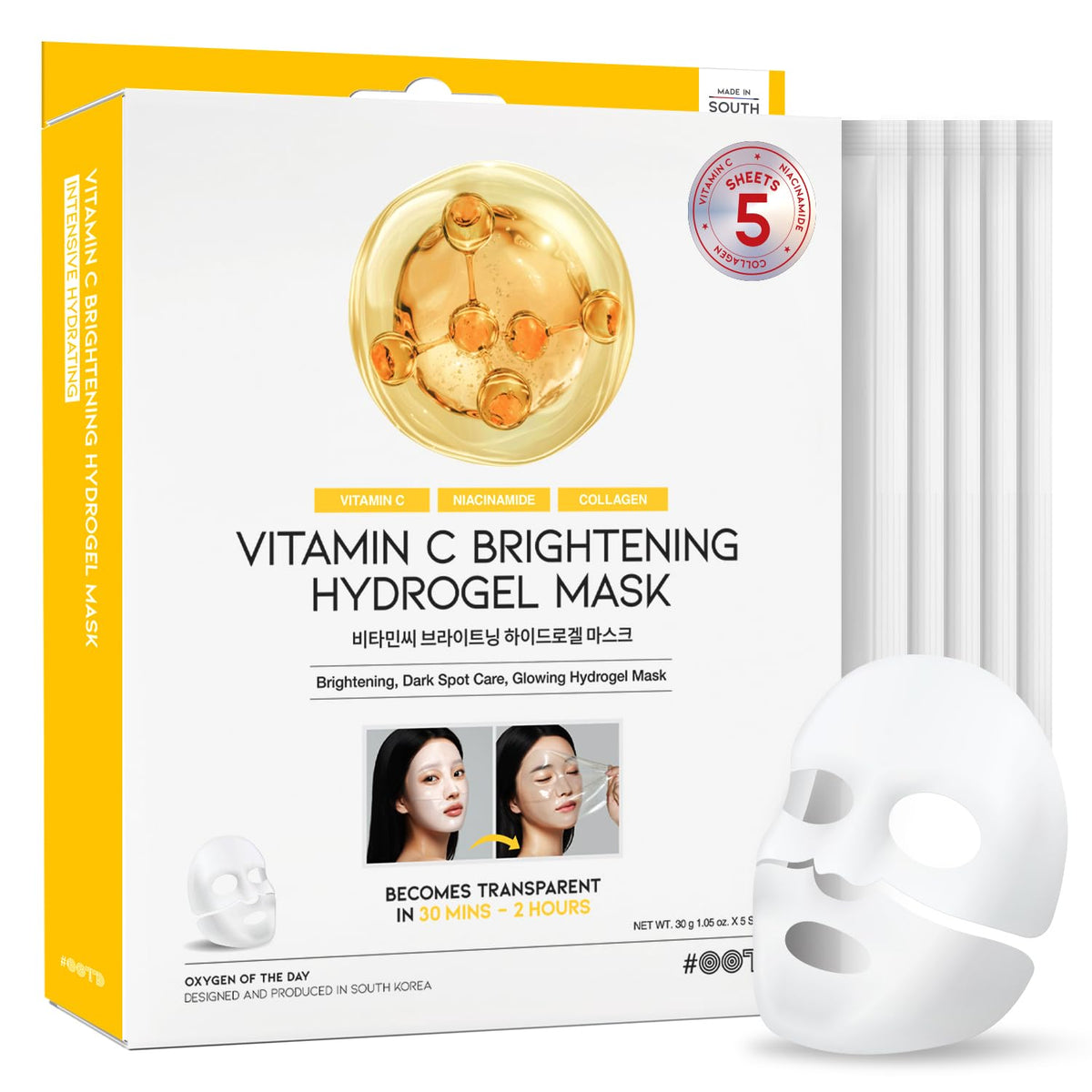 OOTD Vitamin C hydrogel mask pack front for a premium at-home spa experience.