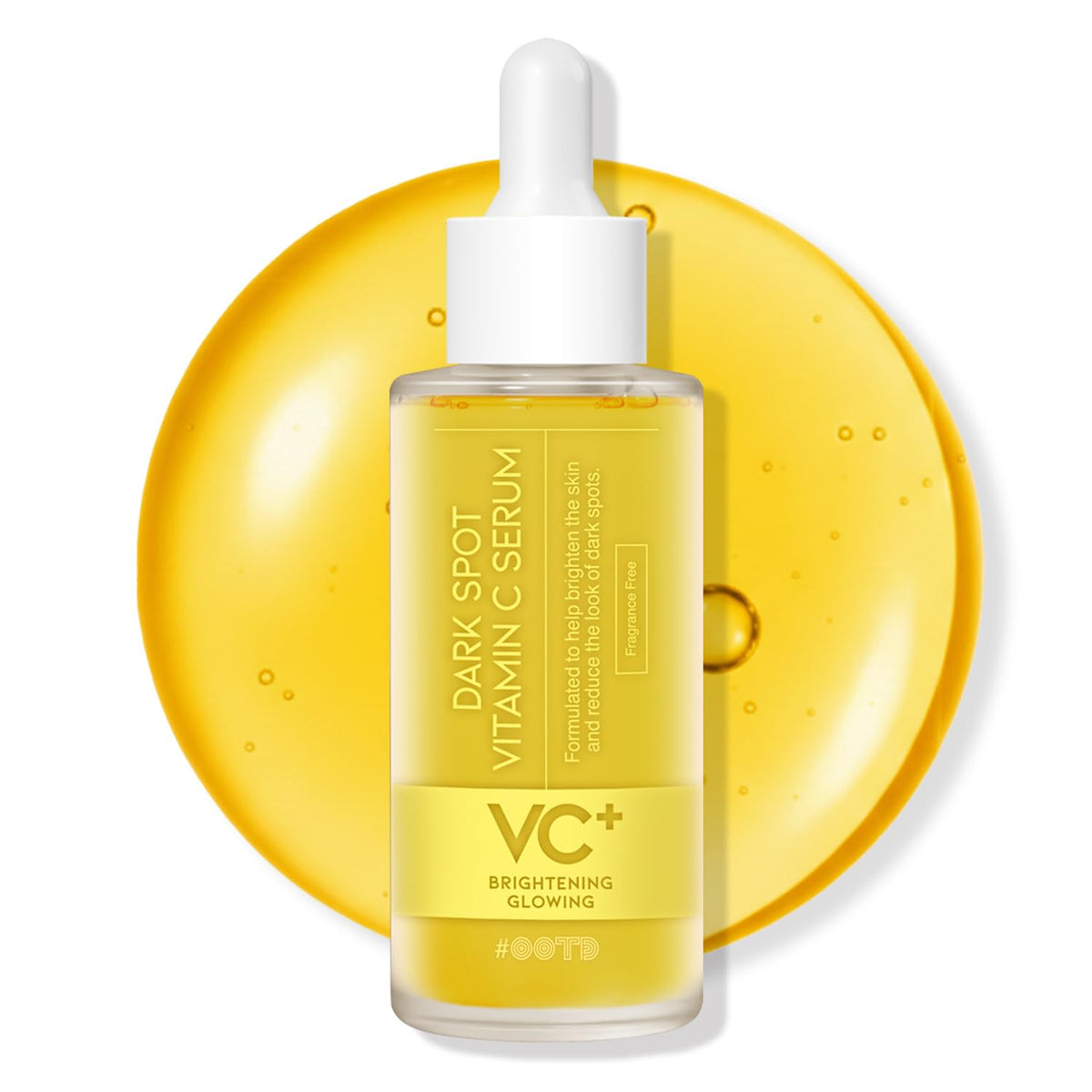 OOTD Vitamin C Serum bottle pour highlights potent brightening action