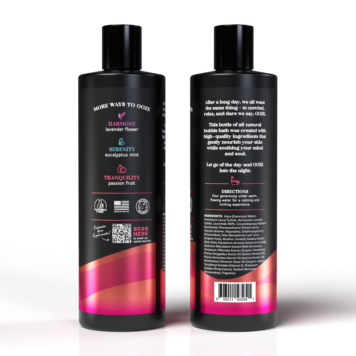 A spa-like setup with OOZE Passion Fruit Bubble Bath and calm ambiance