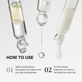 OOZNARY oil–water balance diagram communicating balanced hydration for skin.