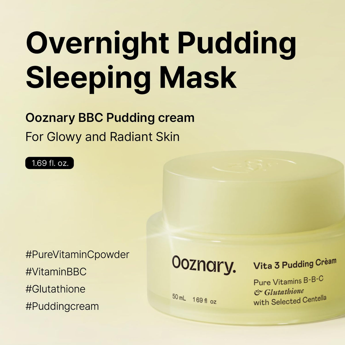 OOZNARY Vita 3 pudding cream texture swatch highlighting creamy consistency for smoothing
