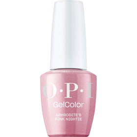 OPI GelColor Aphrodite's Pink Nightie bottle close-up showing sheer pink shimmer for shine.