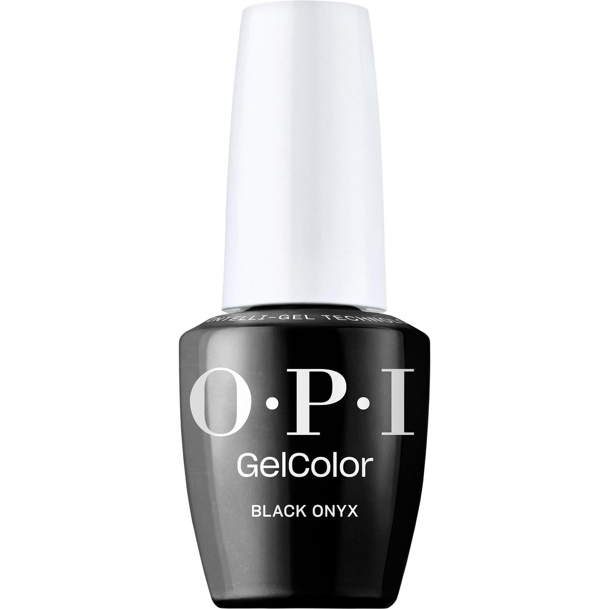 OPI GelColor Black Onyx bottle shows deep opaque finish for dramatic nails