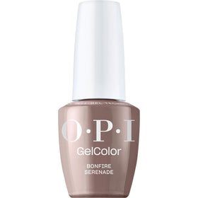OPI GelColor Bonfire Serenade bottle shows rich dark brown crème finish with long-lasting shine.