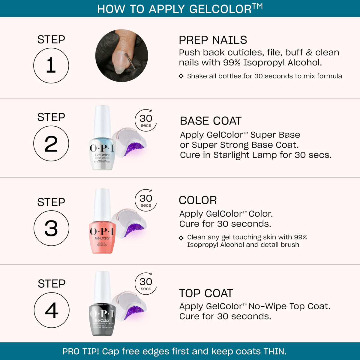 OPI GelColor chip-resistant wear swatch demonstrating durable color for nails.