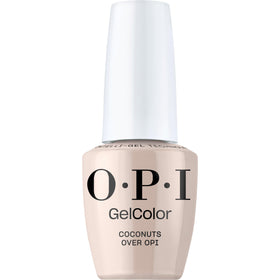 OPI GelColor Coconuts Over OPI bottle shot shows creamy nude creme with even coverage.