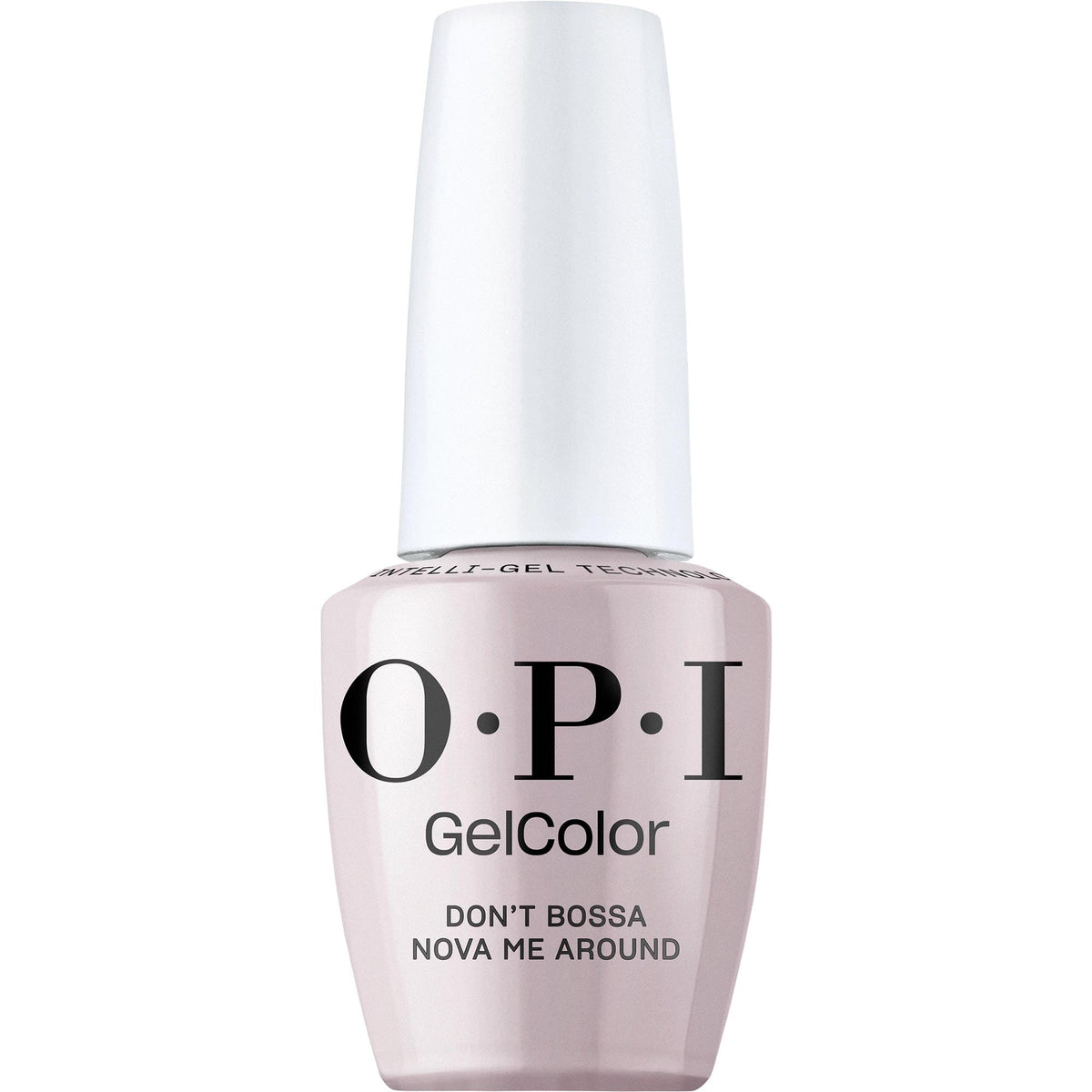 OPI GelColor Don't Bossa Nova Me Around bottle front highlights long-lasting purple-gray crème finish.