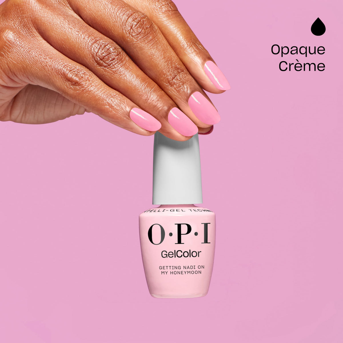 OPI GelColor Getting Nadi On My Honeymoon nails finish after cure with glossy look.
