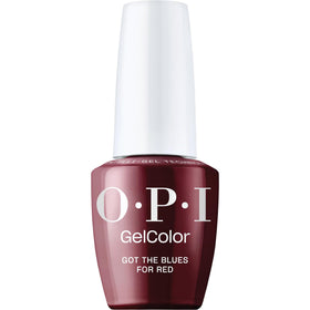 OPI GelColor Got the Blues for Red bottle closeup shows bold pigment for salon-grade color.