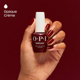 OPI GelColor Got the Blues for Red color swatch shows rich pigment options.