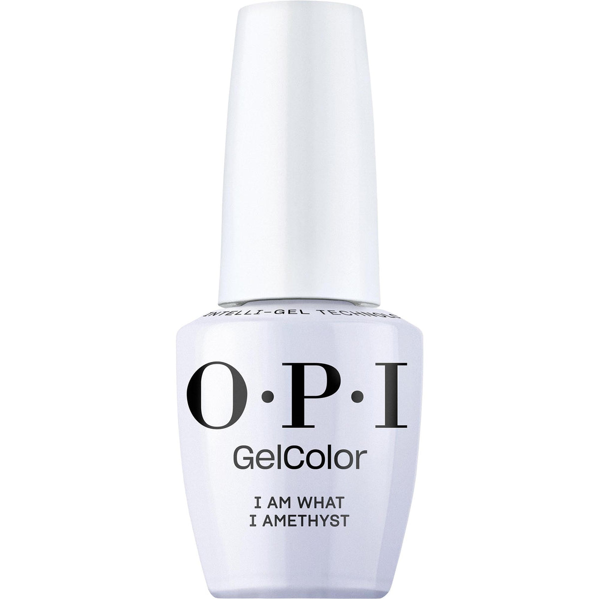 OPI GelColor I Am What I Amethyst bottle shows rich lilac color with salon-grade shine.