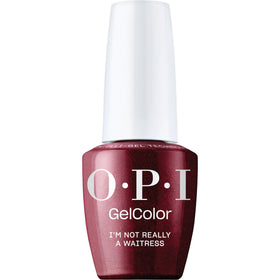 OPI GelColor I'm Not Really a Waitress bottle showing shimmering dark red with a premium finish