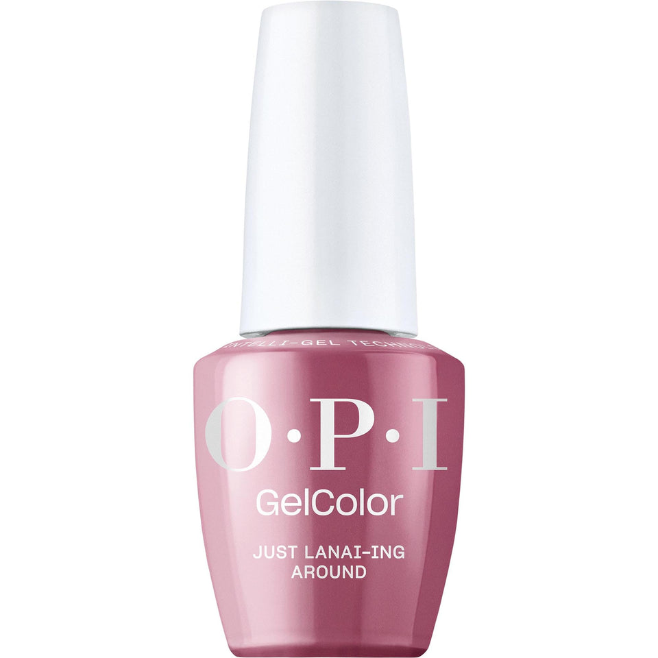 OPI GelColor Just Lanai-ing Around bottle showing deep purple crème finish for vivid color