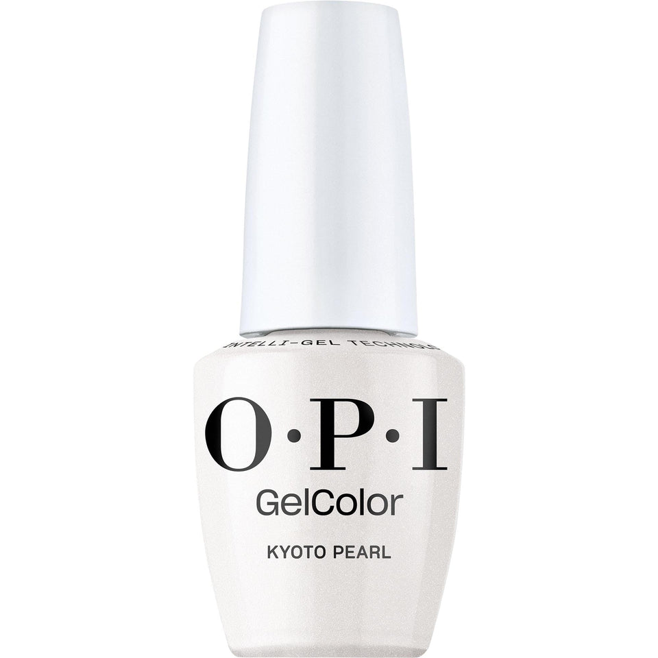 OPI GelColor Kyoto Pearl swatch shows creamy white pearl shimmer for precision color