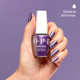OPI GelColor Leonardo's Model brush stroke highlights precise nail art.
