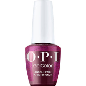 OPI GelColor Lincoln Park After Brunch bottle shows rich maroon creme for lasting shine