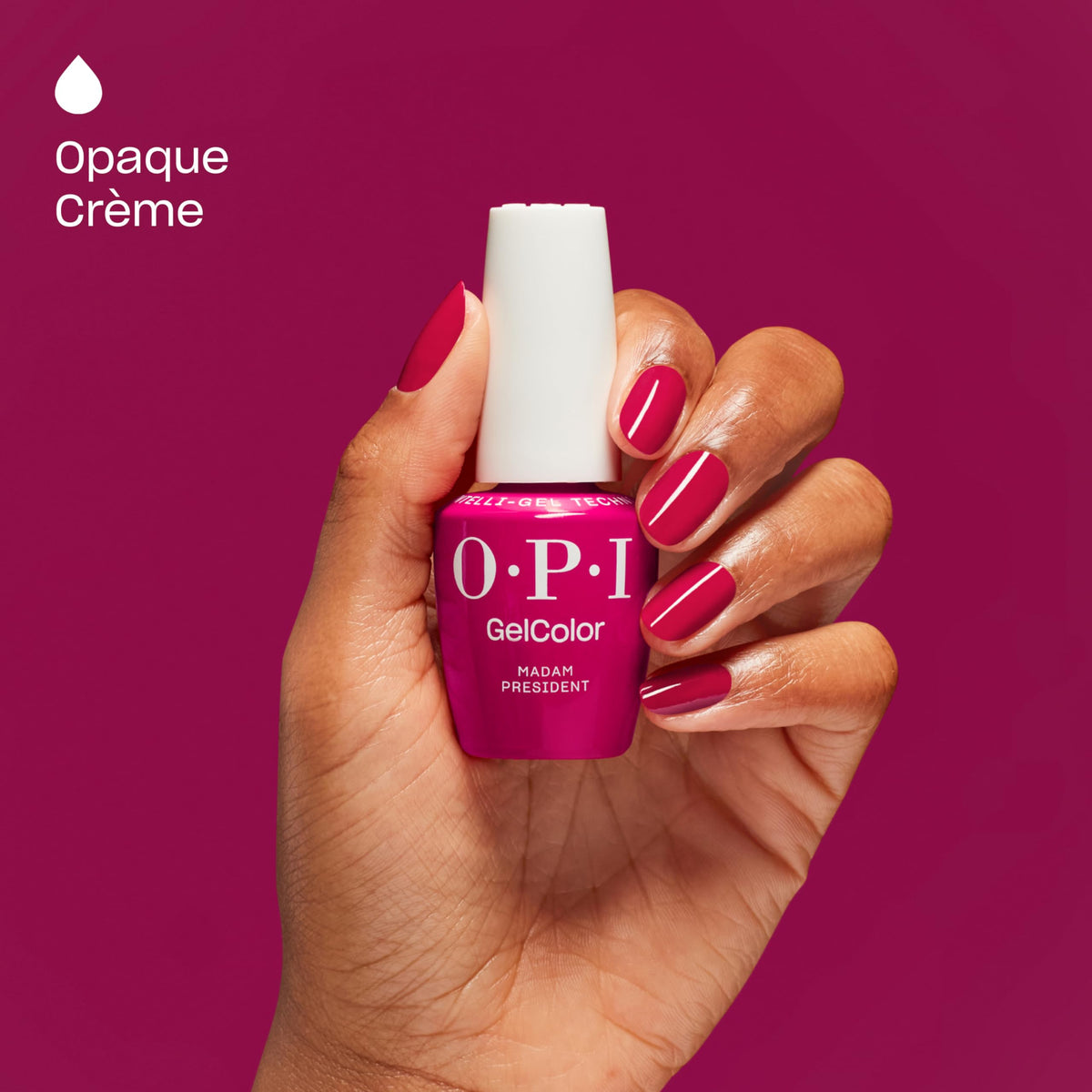 OPI GelColor Madam President on-nail application shows even coverage and high shine.