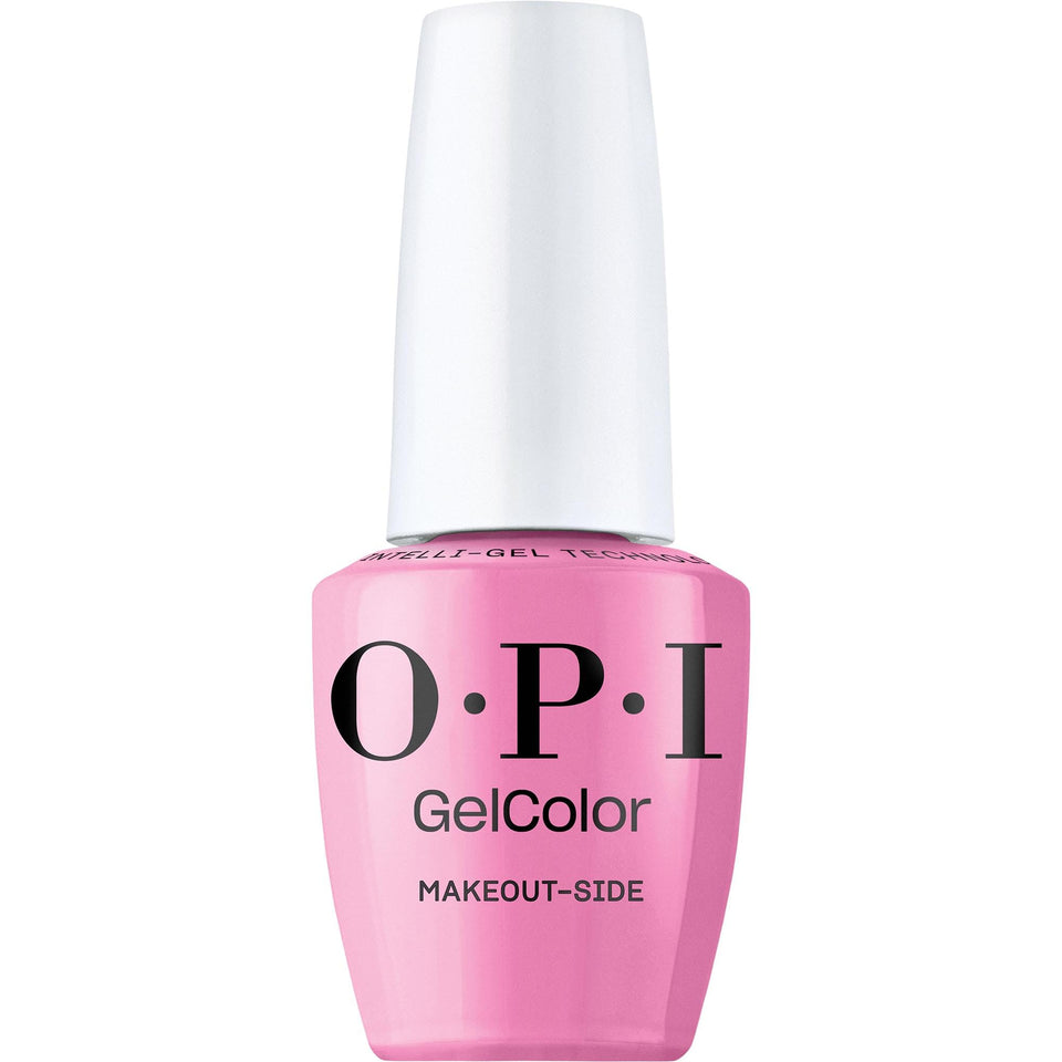 OPI GelColor Makeout-side bottle pour shows vibrant pink creme with lasting color