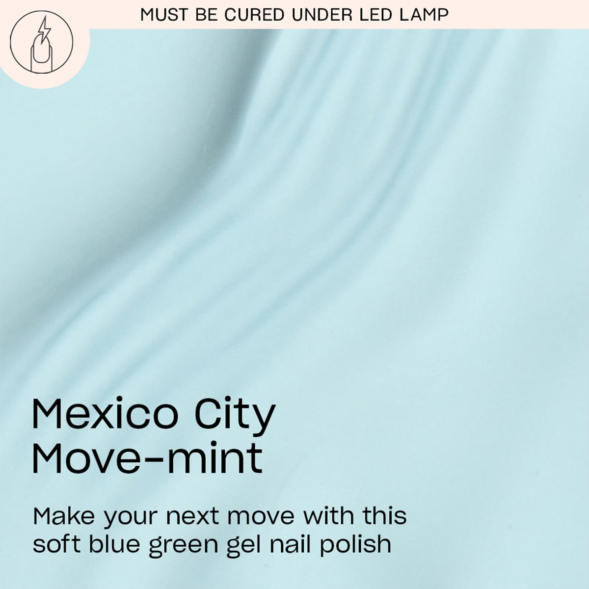 OPI GelColor Move-mint brush stroke highlights smooth, self-leveling coverage for easy nail art.