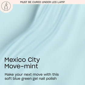 OPI GelColor Move-mint brush stroke highlights smooth, self-leveling coverage for easy nail art.
