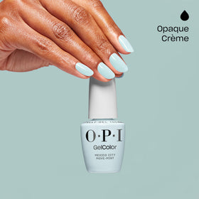 OPI GelColor Move-mint nails closeup reveals glossy, chip-resistant finish.