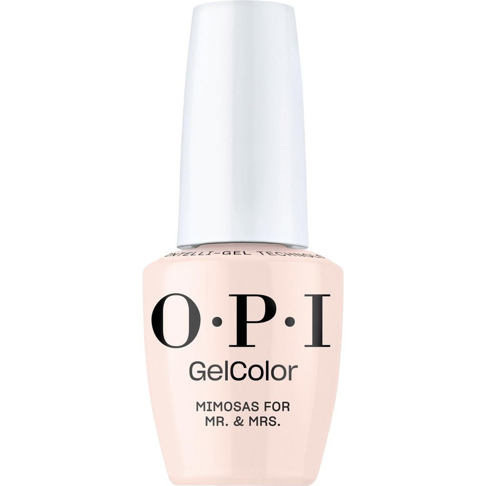OPI GelColor Mimosas for Mr. & Mrs bottle-front with a glossy peach-pink finish.