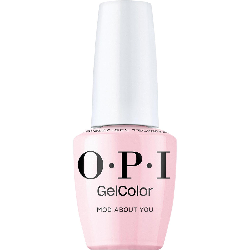 OPI GelColor Mod About You bottle front shows premium soft pink shade with salon-grade shine.