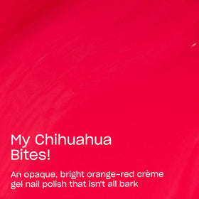 OPI GelColor My Chihuahua Bites swatch reveals an opaque red color on skin.