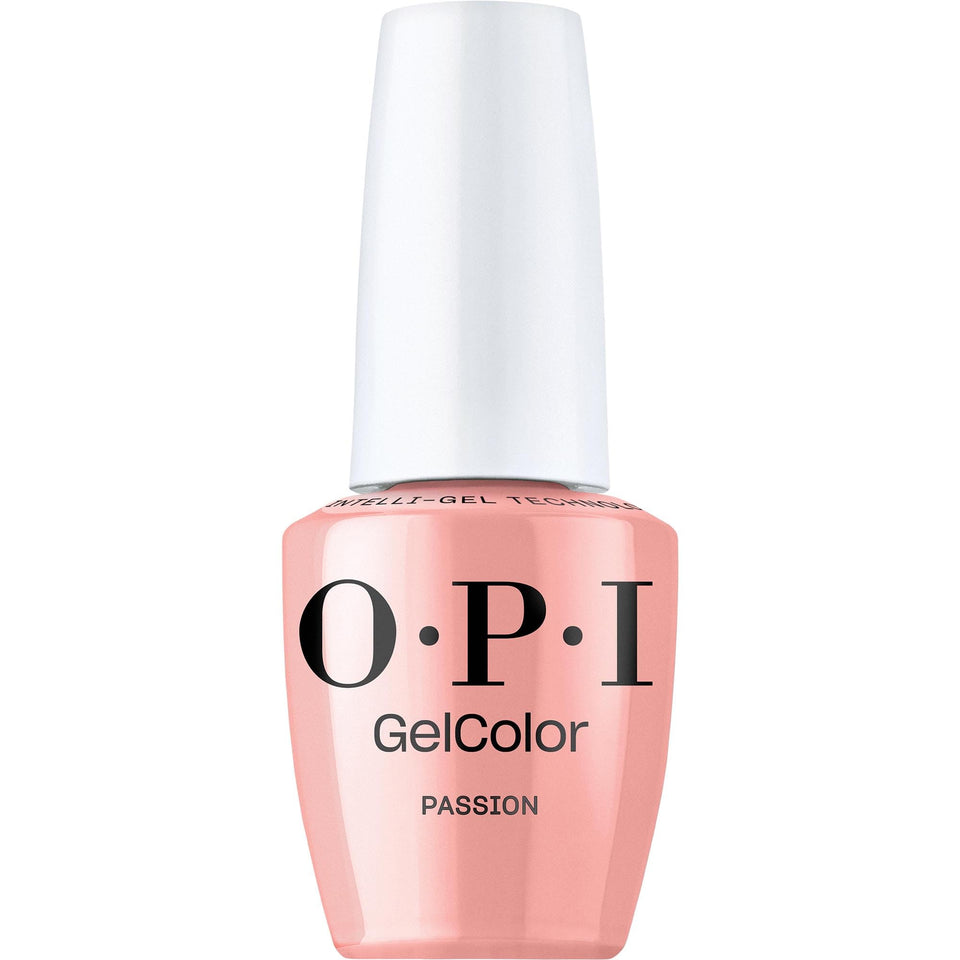 OPI GelColor Passion pale pink crème bottle with smooth coverage and salon shine