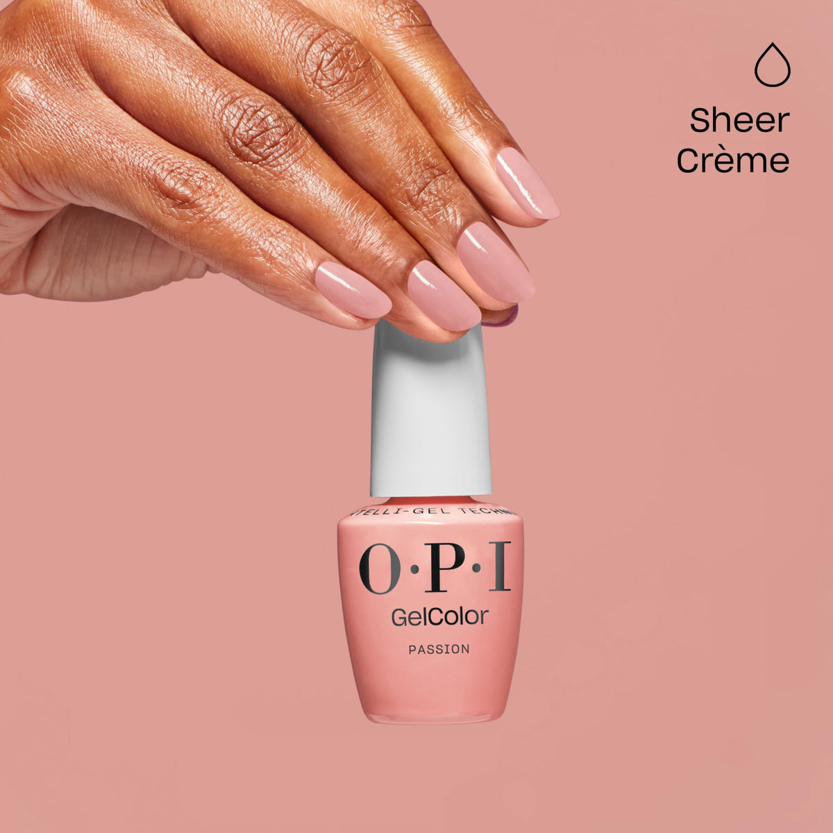 OPI GelColor Passion pale pink crème, easy removal without nail damage
