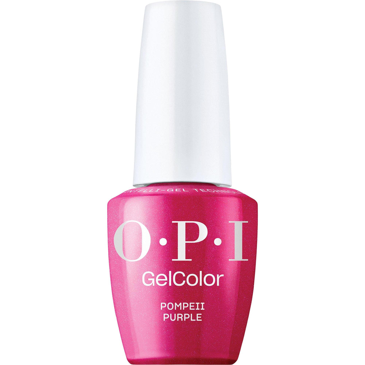OPI GelColor Pompeii Purple bottle close-up showing vibrant pigment ideal for salon wear