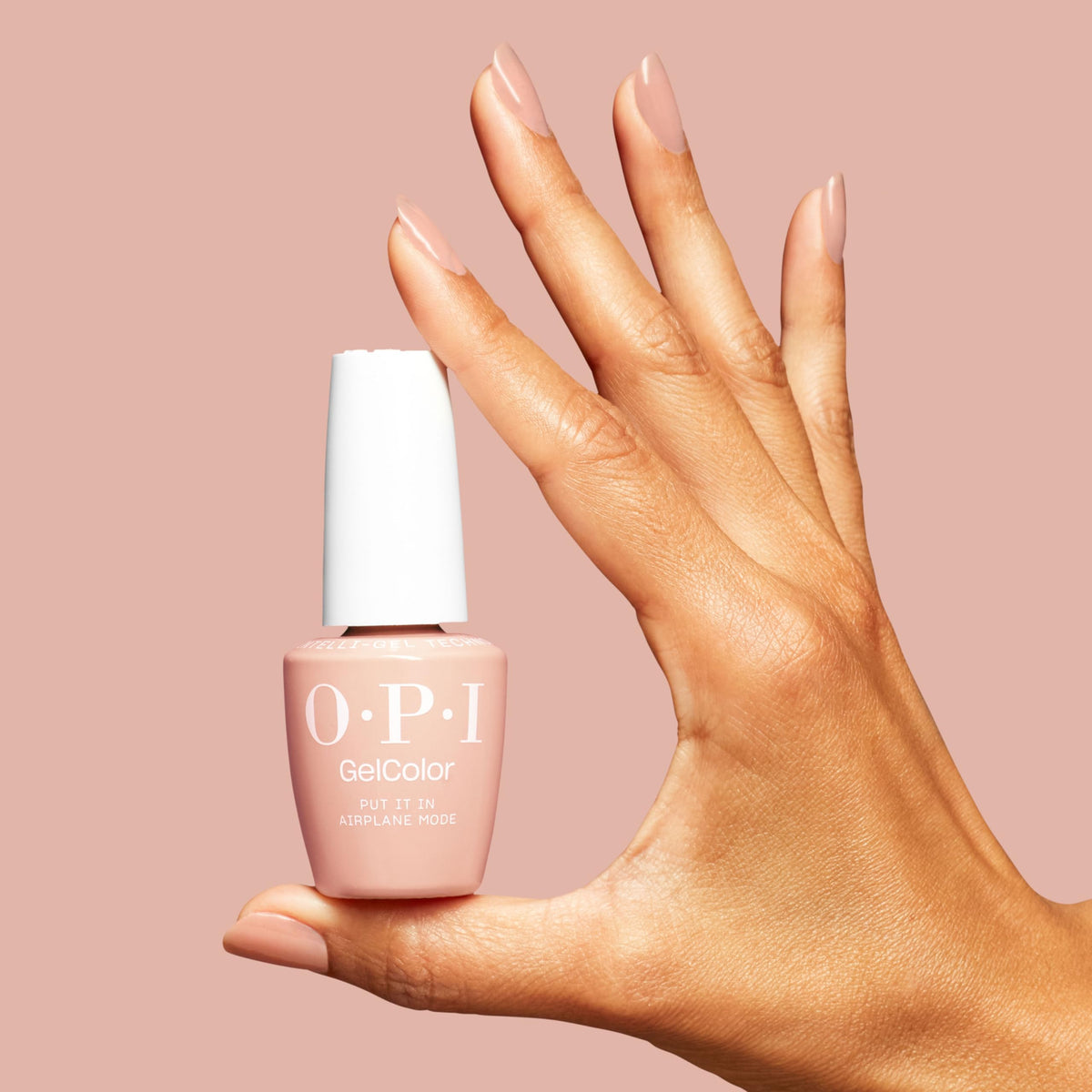 OPI GelColor Put it in Airplane Mode glossy finish on nail highlights shine.