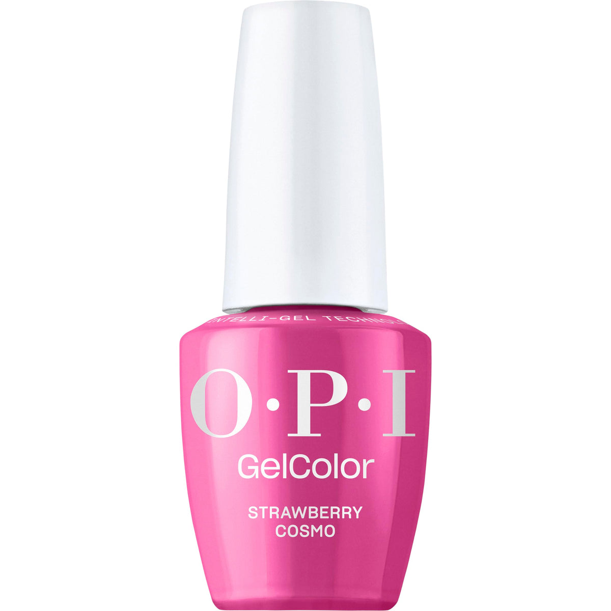 OPI GelColor Strawberry Cosmo bottle front shows a rich warm pink creme
