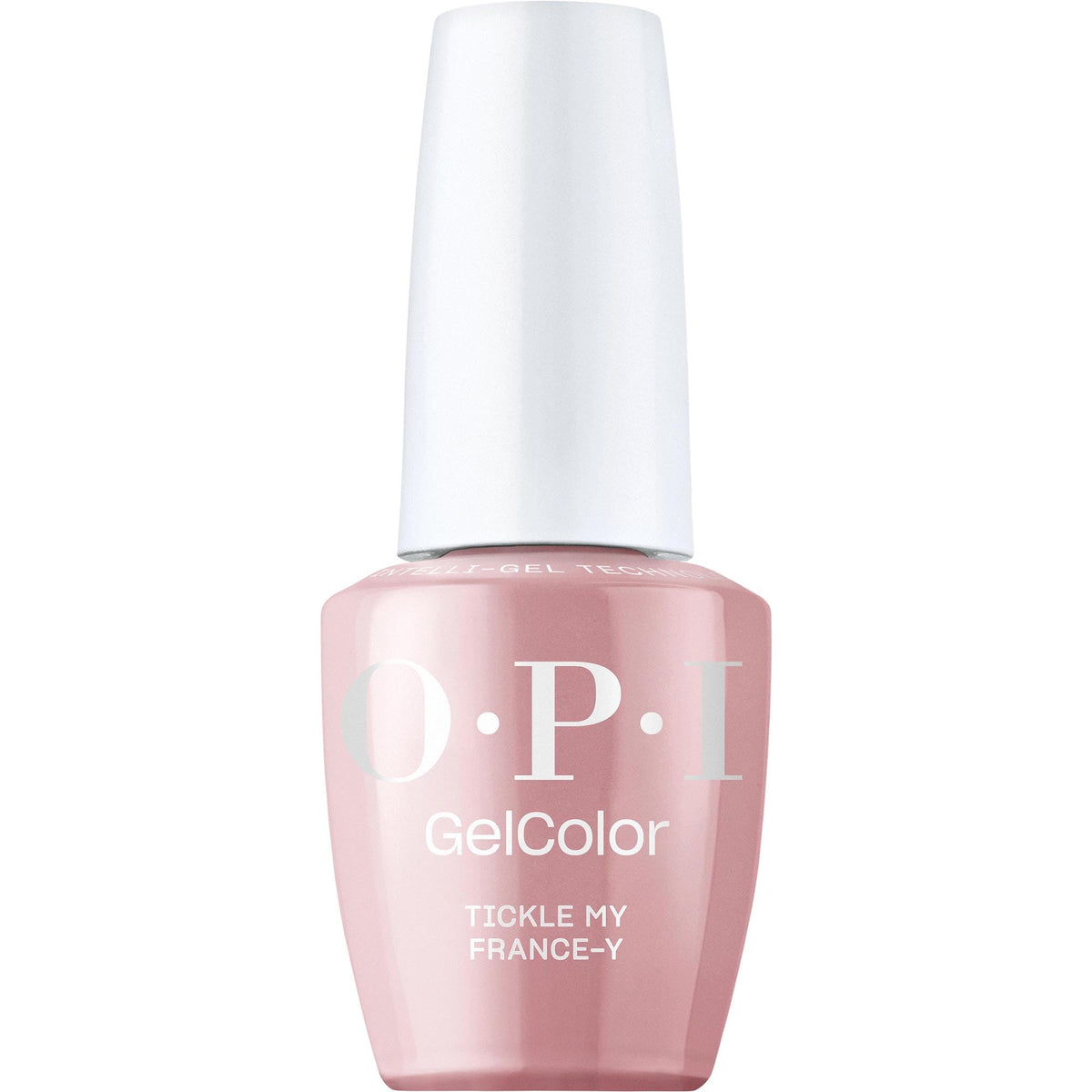 OPI GelColor Tickle My France-y bottle front showing a classic nude pink shade with lasting shine