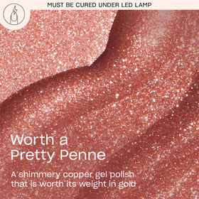 OPI GelColor Worth a Pretty Penne swatch nails shows rich copper-brown pigment