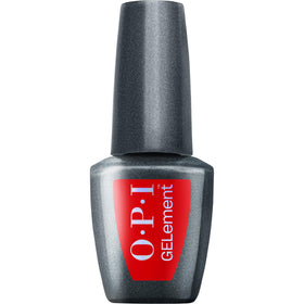 OPI GELement Glossy Goddess bottle front shows vibrant red color and shine.