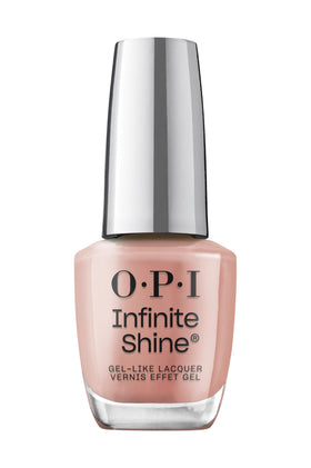 OPI Infinite Shine Barefoot in Barcelona bottle shows gel-like long wear.
