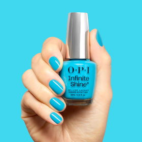 OPI Beach Party Teal Dawn on nails after sunset with durable shine