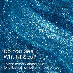 OPI Infinite Shine swatch on nails shows rich ocean blue shimmer and long-lasting color.