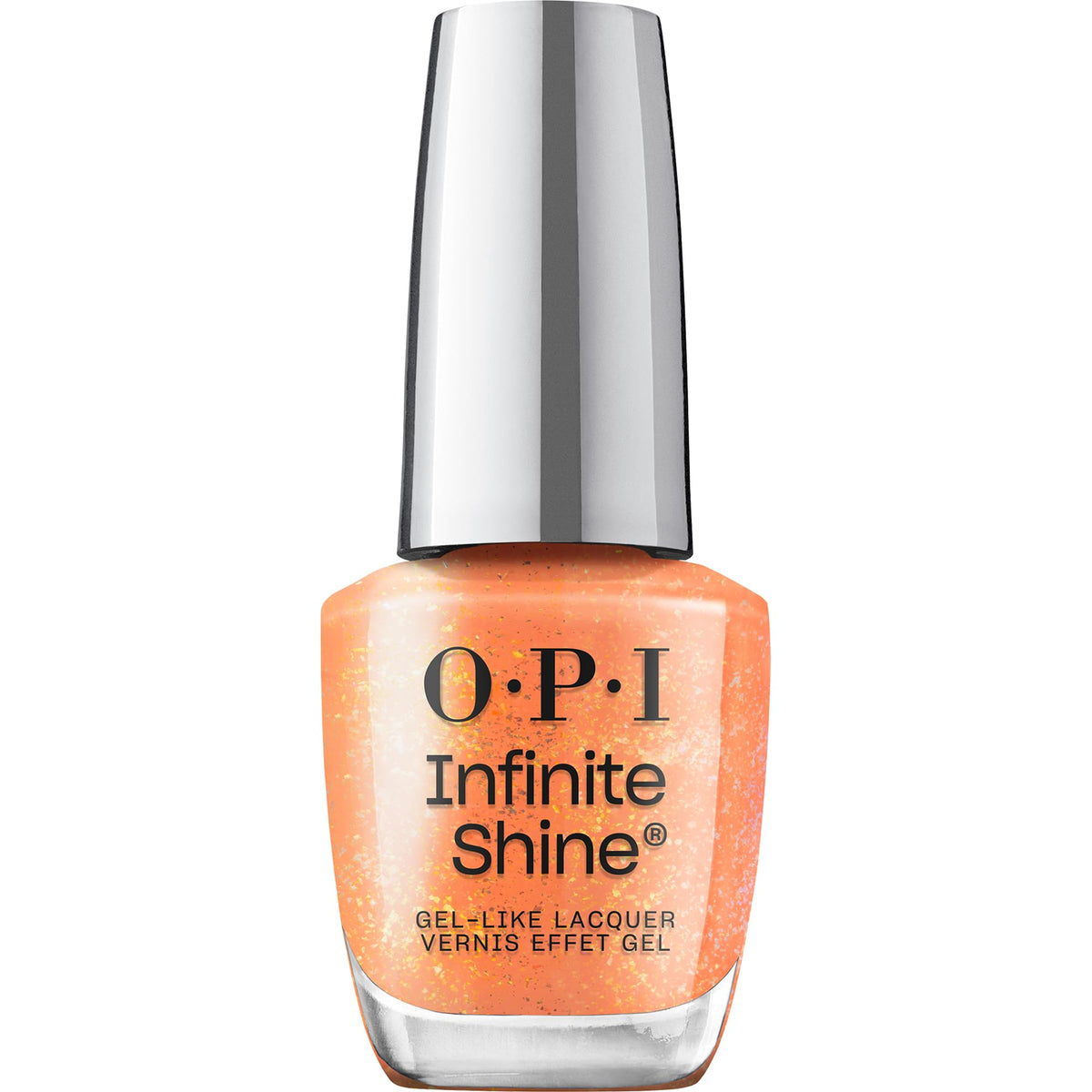 OPI Infinite Shine Dreamsicle bottle with sheer orange shimmer for lasting color.