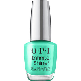OPI Infinite Shine Follow the Ice Green Truck bottle shows icy-teal color and long-lasting shine.