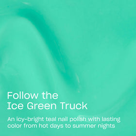 OPI Infinite Shine Follow the Ice Green Truck swatches reveal glossy, durable teal finish.