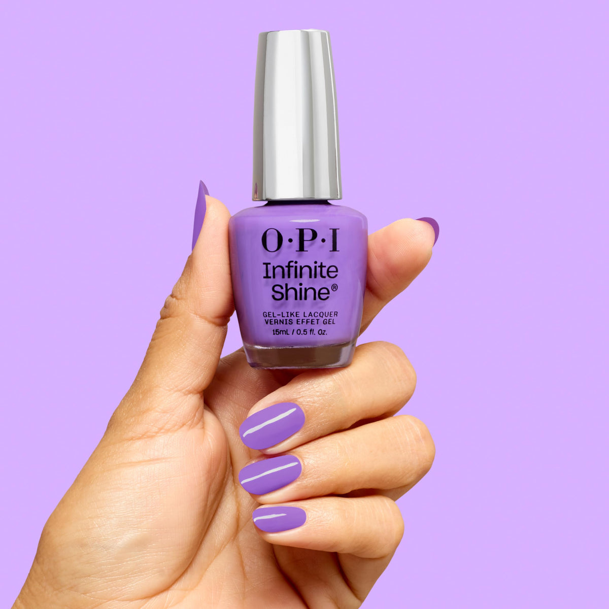 OPI Here Plums the Sun close-up emphasizes gel-like shine and smooth texture.